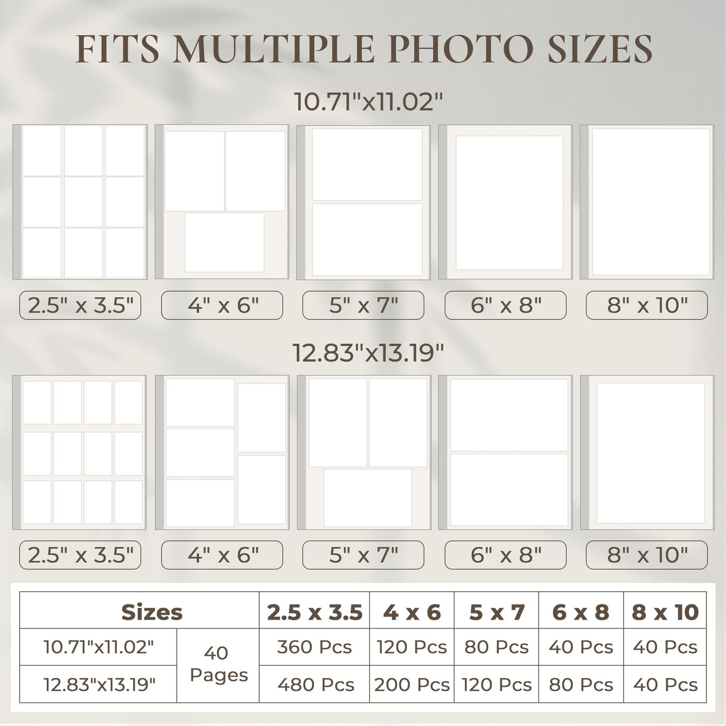 Vienrose 40 Pages Self Adhesive Photo Album with Fabric Cover and Crystal Stickers for Graduation, Acid-Free Pages, 11"x10.7" Scrapbook Album for 4x6 Photos, Beige