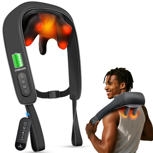 CuPiLo Cordless Neck Massager for Pain Relief - FSA Eligible HSA,2025 Upgraded Shiatsu Shoulder Back Massage with Wireless Remote Control,6D Deep Tissue Massage Pillow with Heat,Gift for Her,Him