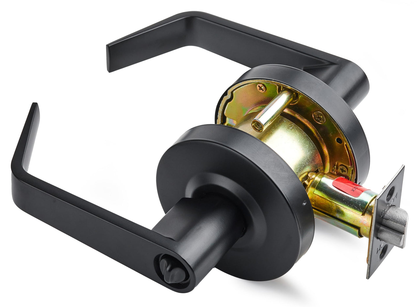 Boomerang Entry w/Clutch Function - ADA Commercial Door Lever Lock - Heavy-Duty Locking Door Handle, Cylindrical Lever Lock, Non-Handed Grade 2, Matte Black (US19), Entrance/Keylock w/Clutch