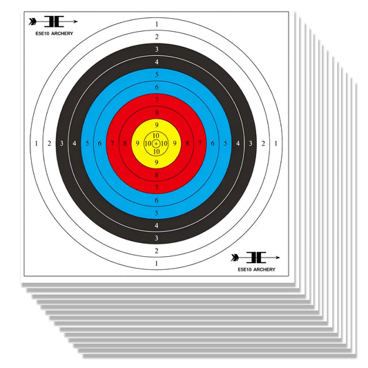 e5e10 Targets Paper for Archery Shooting 20/40pcs - Made Degradable Plastic - Bow & Arrow Targets for Hunting Archery Targets Practice Accessories (Standard Archery, 10 Rings, 40 x 40cm, 80 x 80cm)