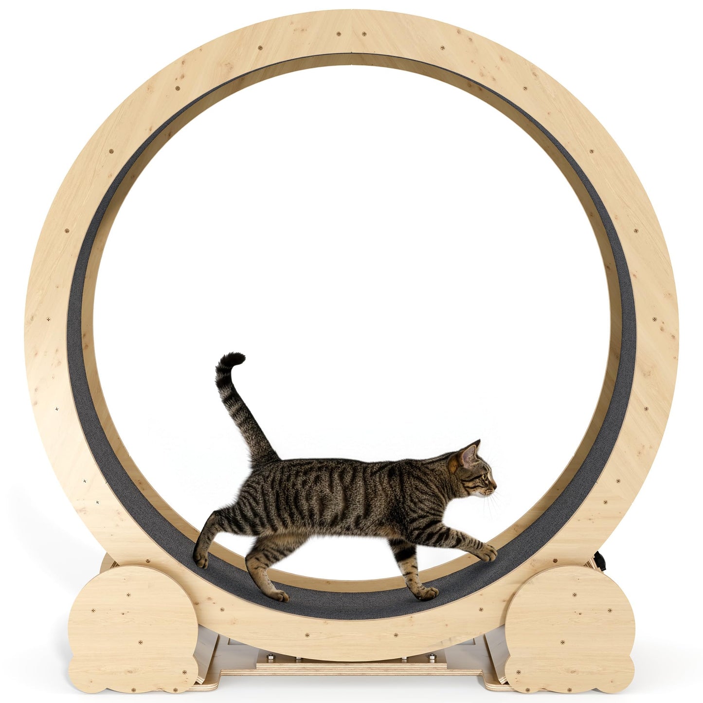 FansaFurn Cat Exercise Wheel for Indoor Cats – 46" Running Treadmill with Felt Track, Perfect for Small & Adult Cats, Natural Wood Color