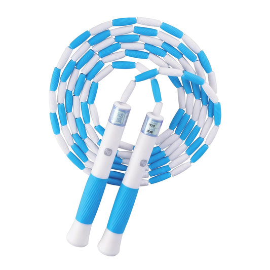 YUEDONG Soft Beaded Segment Skipping Rope, Adjustable for Kids and beginners, Tangle-Free Jumping Rope, Lightweight and non-slip comfortable handle Ideal for Outdoor & Indoor Play, Fun Games Activity, Fitness, Exercise(Blue,2.8M)