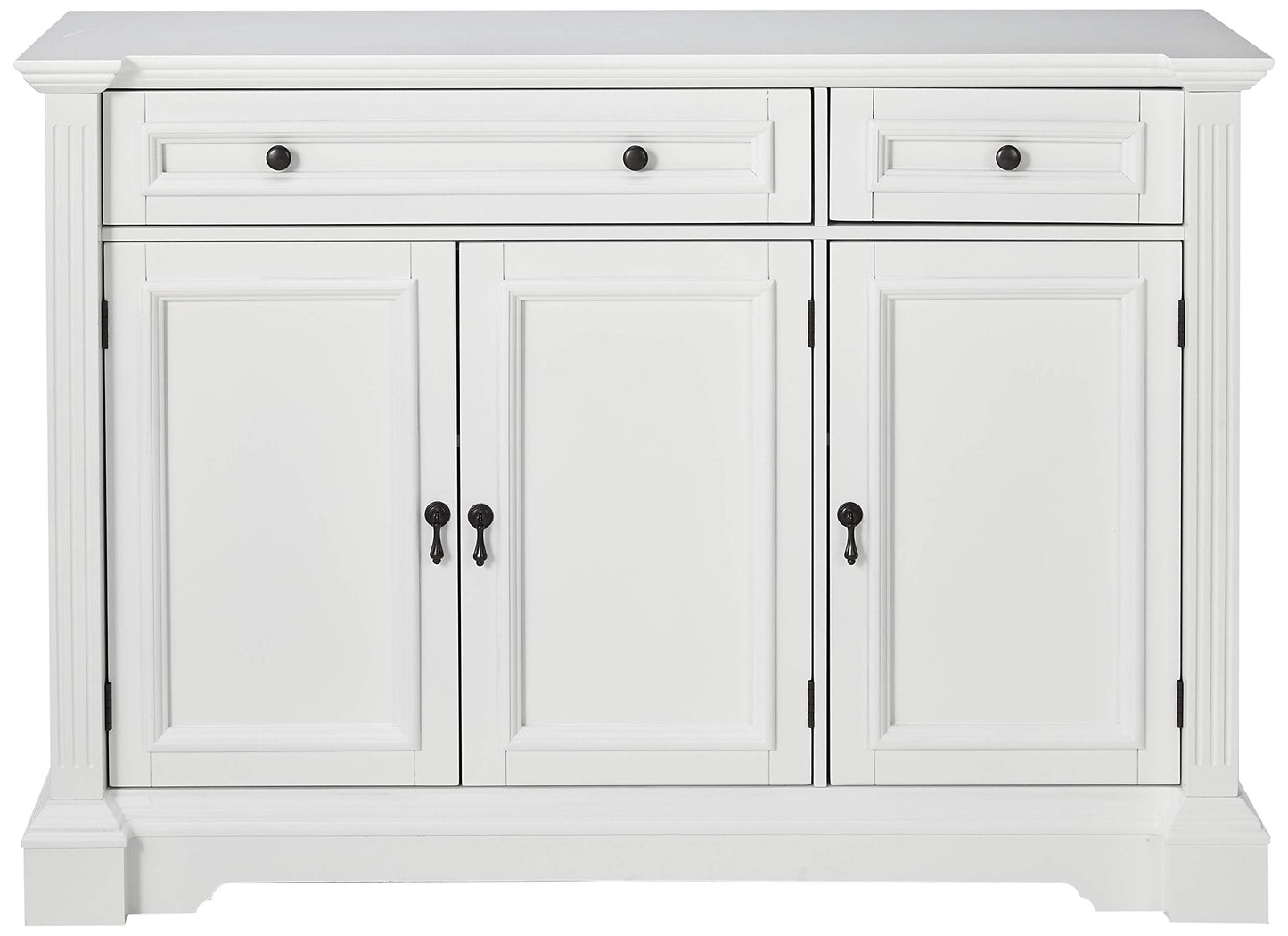 Kings Brand Furniture White Finish Wood Buffet Breakfront Cabinet Console Table With Storage, Drawers, Shelves