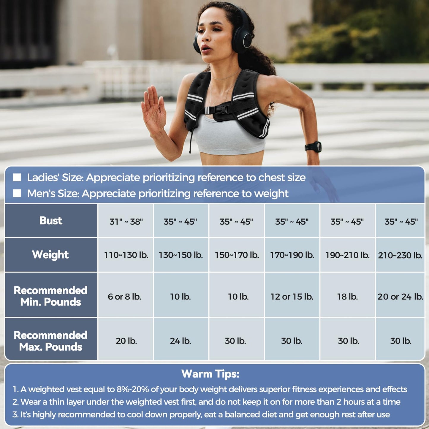 Zeerun Weighted Vest for Women & Men with Reflective Stripe and Adjustable Buckle, Comfortable & Durable Rucking Vest for Walking, Running & Strength Training, 15LBS-Black