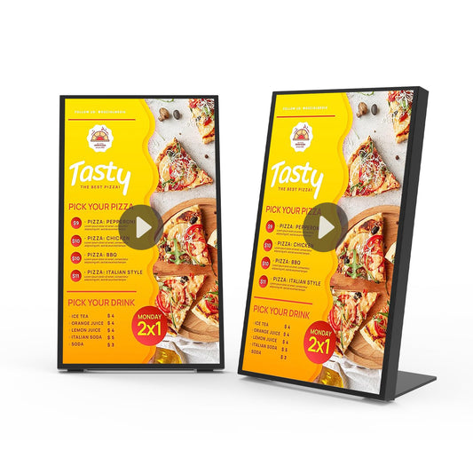 Canlarriz Digital Menu Board 18.5 inch Desktop Digital Signage Display Advertising Screen for Stores Restaurants and Commercial Display 700 nits Ultra-High Brightness Free Web Content Editor Android