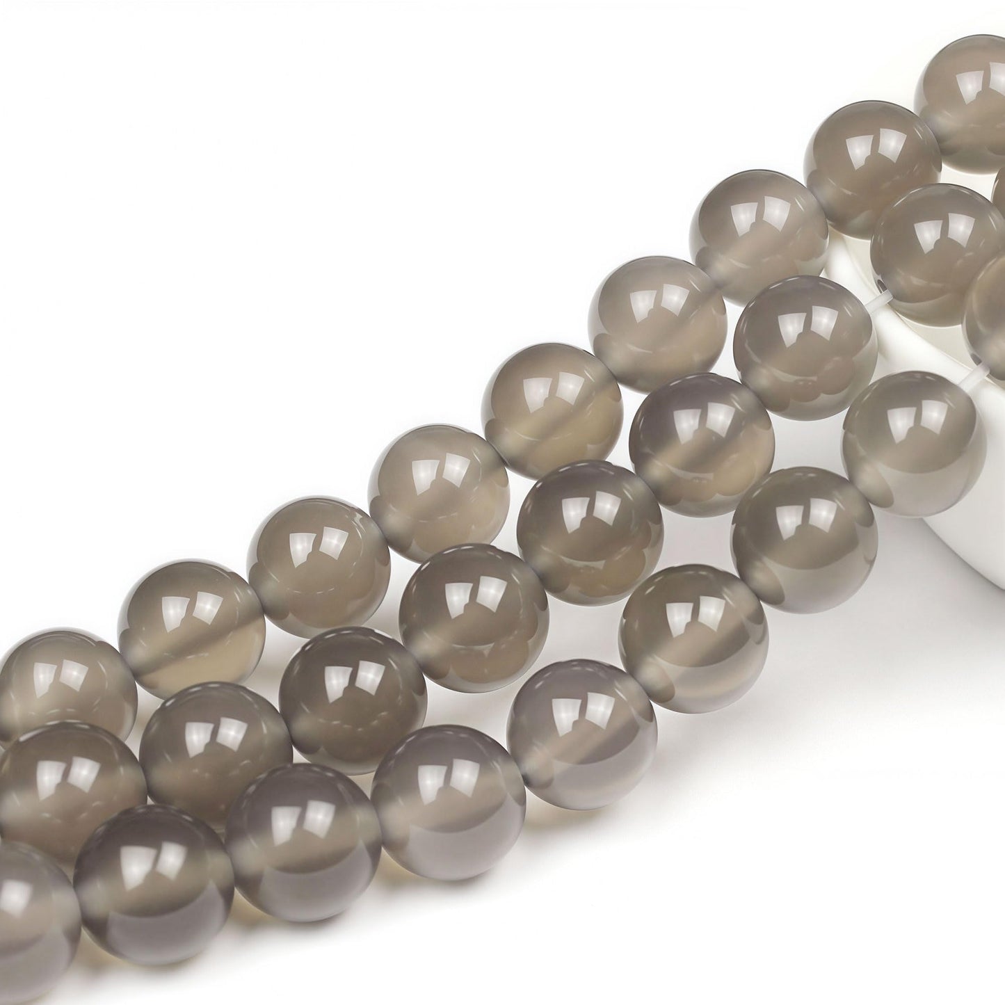 MJDCB 7A Natural Grey Agate Gemstone Round Stone Beads for Jewelry Making DIY Bracelet Necklace (10mm)