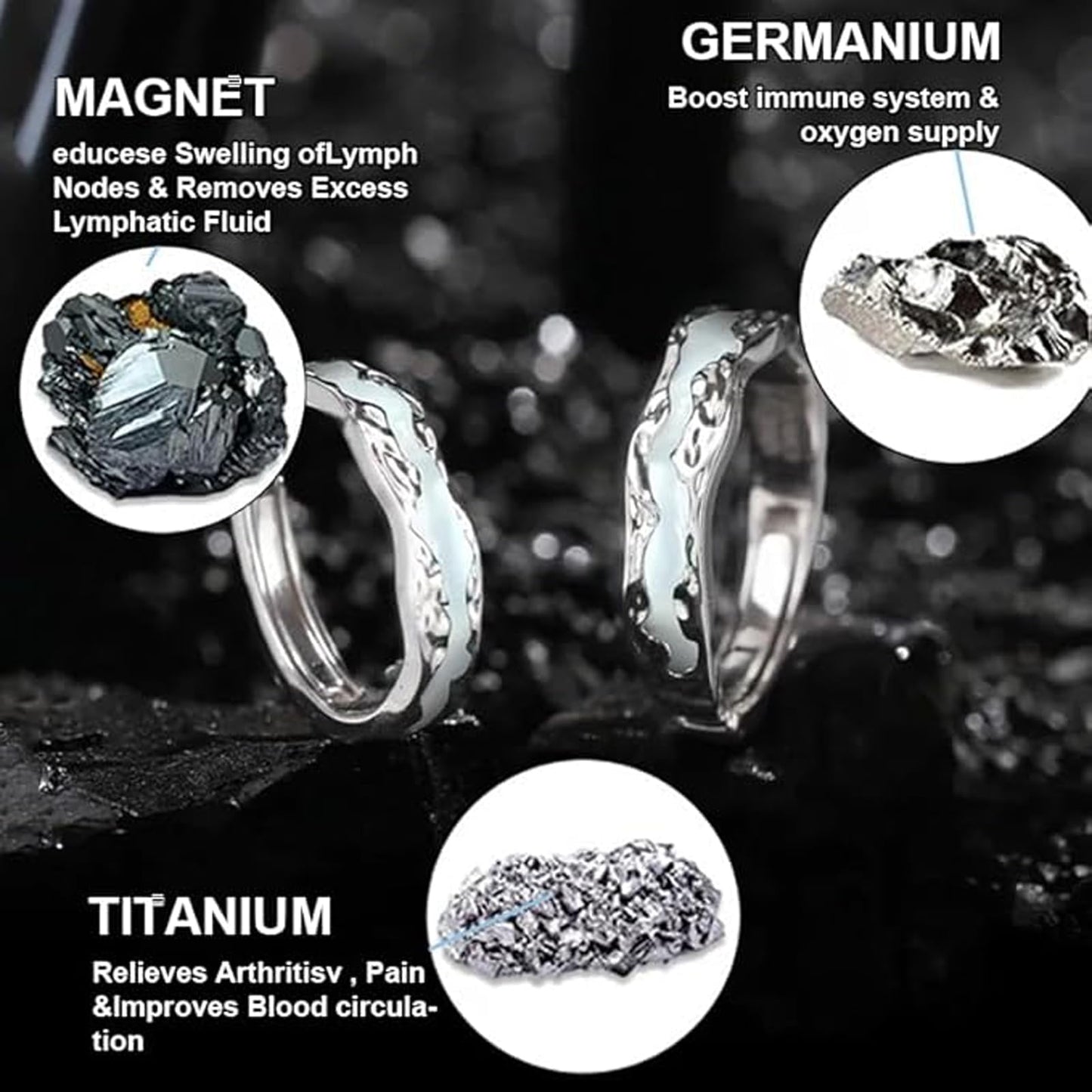 DIOWUS Lymphatic Magtherapy Luminous Ring For Men Women, Titanium Ion Therapy Acupuncture Unclog Bloodstream Lymph Nodes Light Up Hope Adjustable Finger Ring Jewelry Gift For Couple (for Women)
