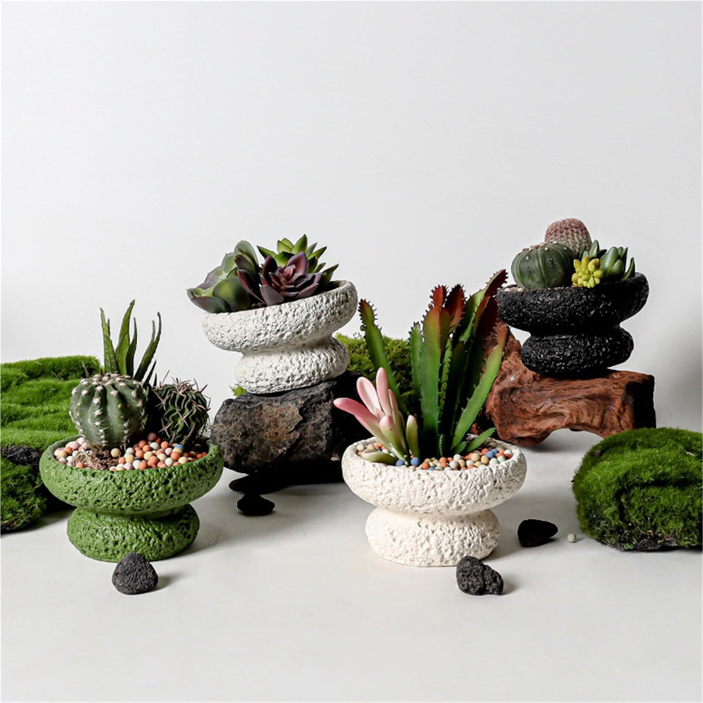 FXLTHIYBO Sleek Cement Creative Meteorite Pattern Flower Pot Planter Plants Flowers Bonsai Decoration for Indoor use(Purple,Large)
