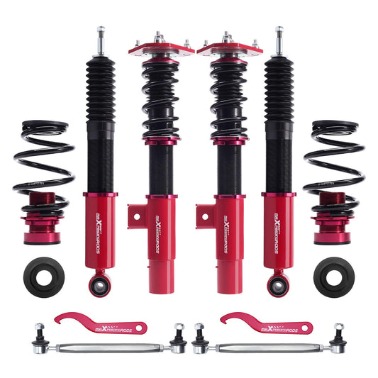 maXpeedingrods Coilovers for VW Jetta MK5/A5 2005-2011, for VW Jetta MK6/A6 2011-2019, for Golf MK5 MK6 2003-2012, Height Adjustable Coilovers Suspension Kit, Preset Damping Lowering Kit Red
