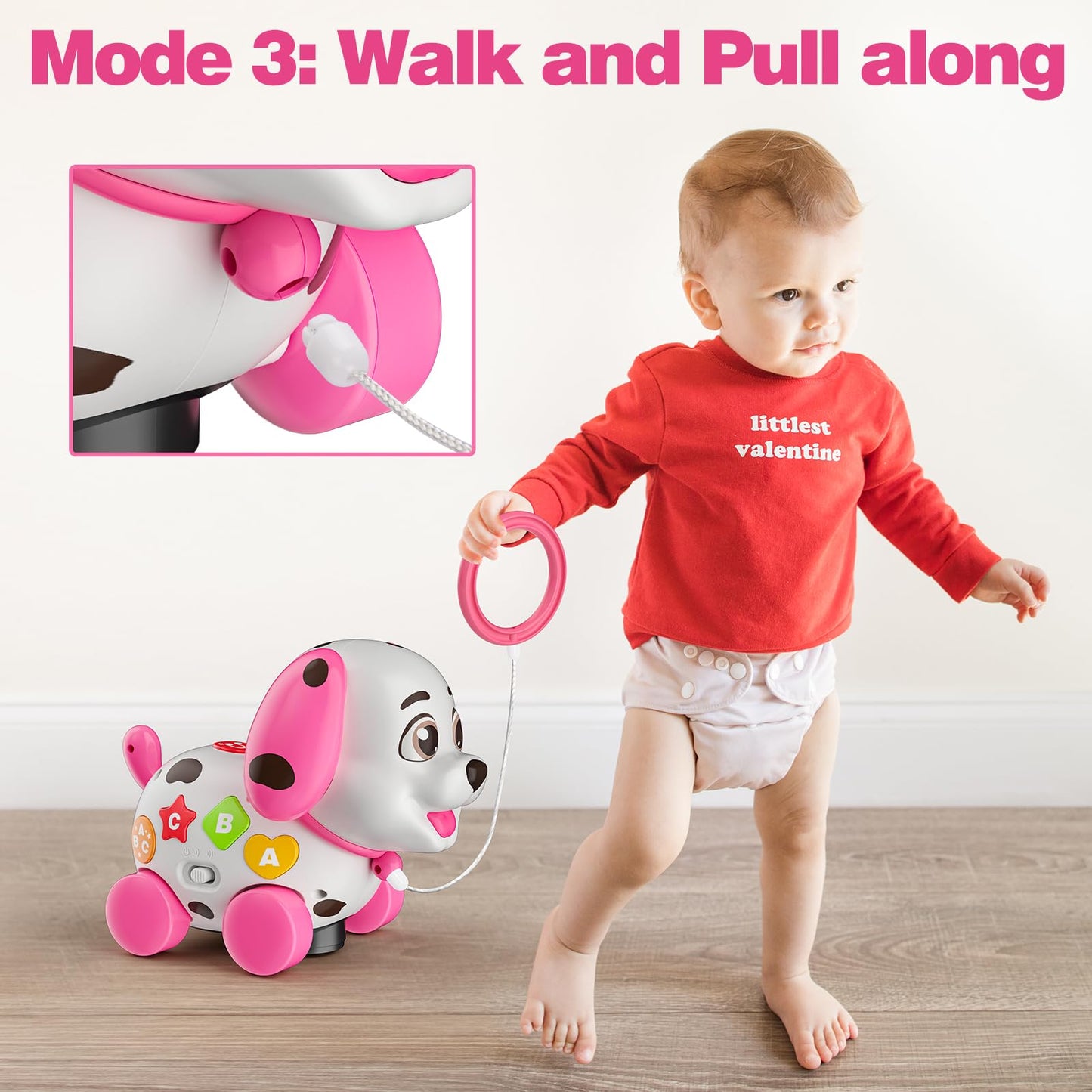 Musical Baby Toys 6-12 Months, 1st Birthday Girl Gifts for One Year Old, 6 7 8 9 10 12-18 Months Toy for Baby Gift, Bilingual Crawling Walking Puppy Toy for 1 Year Old, ABC,123s, Music