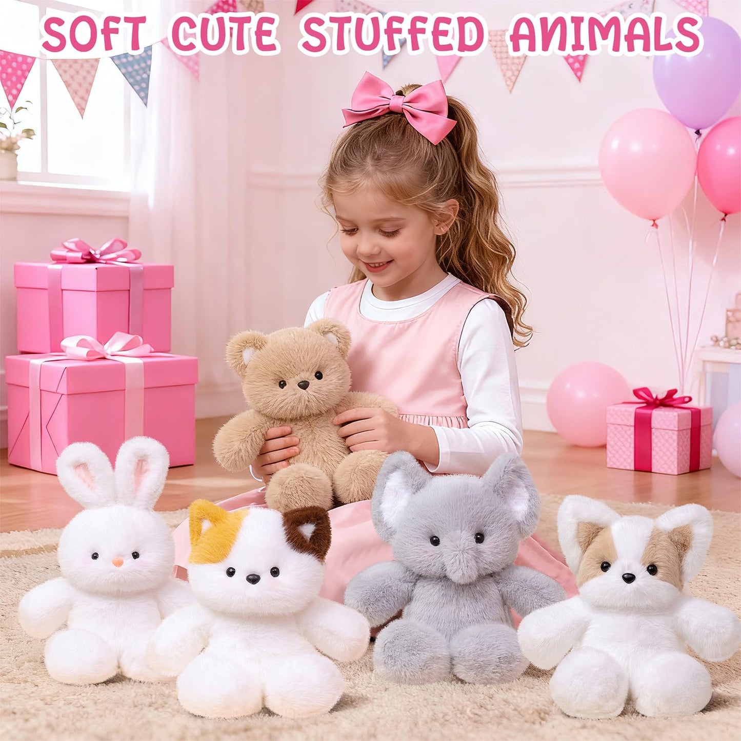 FPYWO Teddy Bear Stuffed Animal - 16 Inch Cute Teddy Bear Plush Toy Pillow for Kids & Adults, Huggable Easter Stuffed Animals Party Gifts Plush Toys, 0.66 lbs