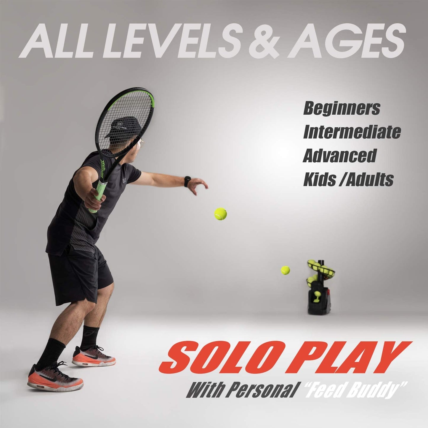 SCIFANTA Portable Tennis Ball Tosser(3.7lb) for Self-Play|Ball Launcher Beginners/Kids/Coaches/Home-Court|Accurate&Efficient Feed Buddy for All-Levels/Ages|AC&Battery Powered