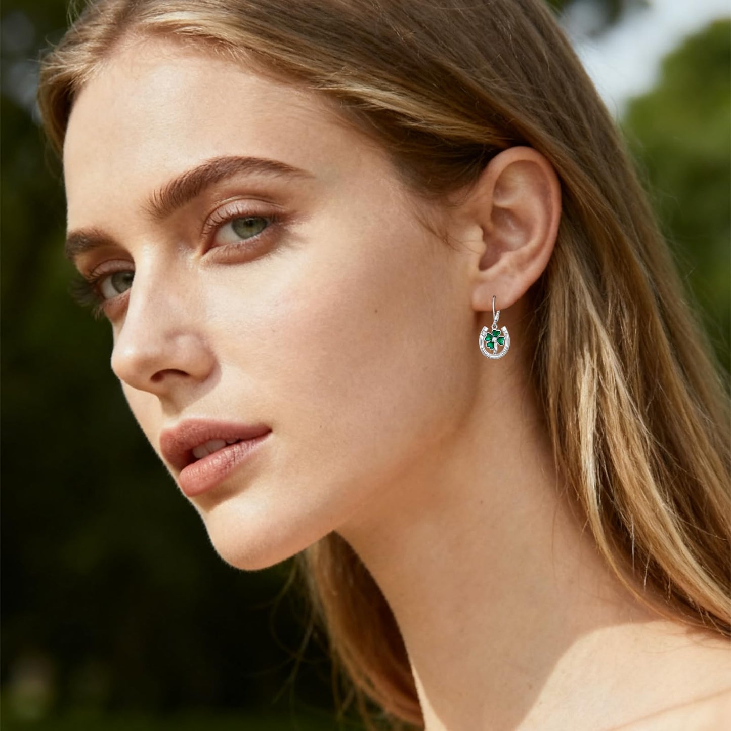YYmqmq Horseshoe and Clover Earrings for Women 925 Sterling Sliver Shamrock Clover Dangle Earrings Leverback St Patricks Day Jewelry Irish Jewelry Gifts for Women Girlfriend
