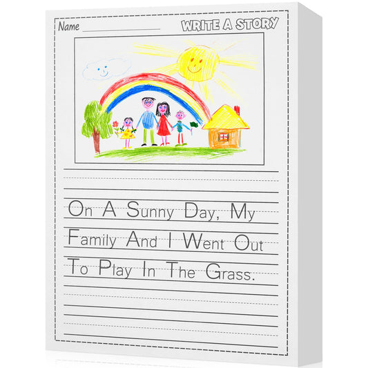 300 Sheets Writing Beginner Paper for Kids Create Story, 8.5"x11" Handwriting Paper Bulk with Picture Space and Lines DIY Craft Writing Kit for Kids Journal Activity, Easter Gifts