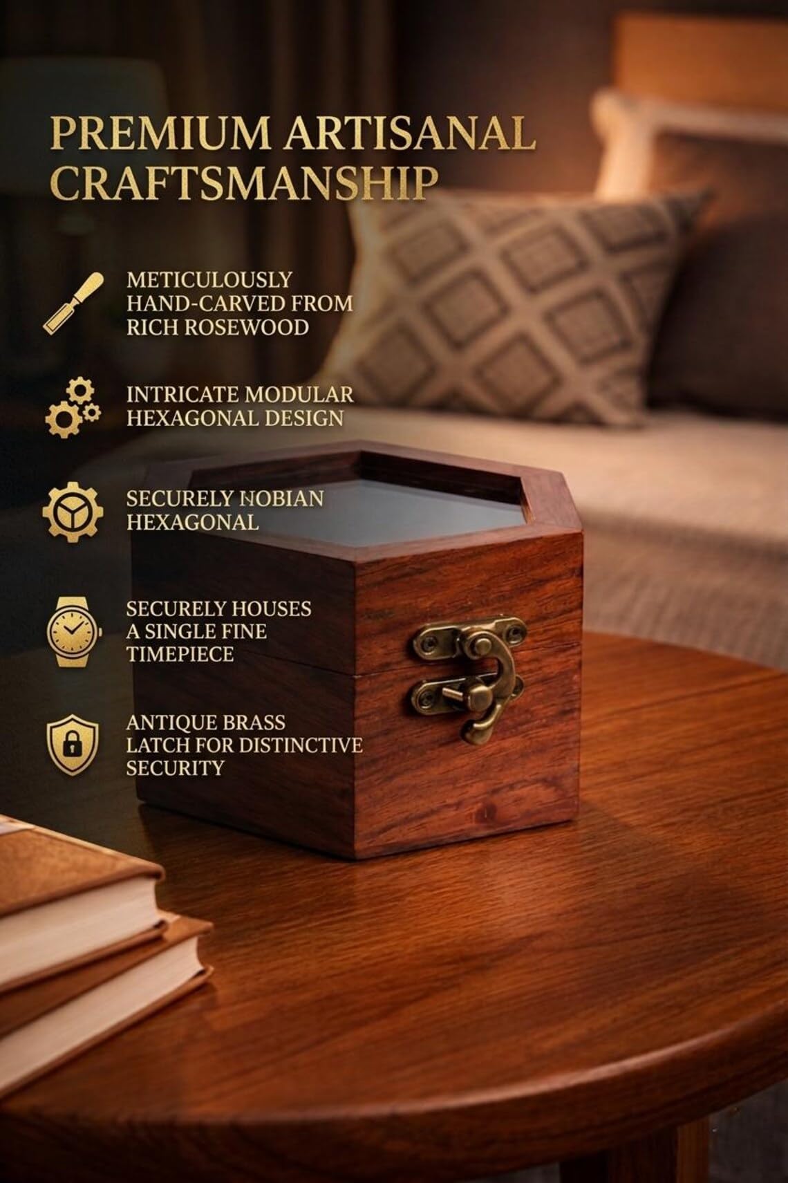 Watch Box for Men, Single Slot Watch Display Case Mens Watch Box Organizer, Dark Rosewood Watch Cases for Men Watch Storage, Valentines Gift Watch Organizer Holder Case for travel with Glass Lid