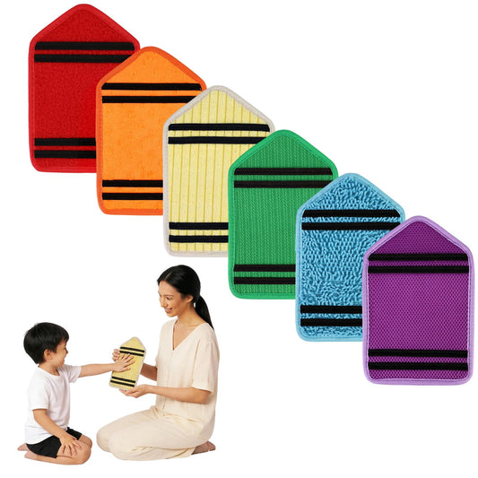 6 PCS Crayon Sensory Mats for Kids with Autism 9x6 Inch Textured Floor Tiles for Toddler Tactile Wall Panel for Sensory Corner Montessori Toys for Classroom Daycare Nursery Preschool Playroom