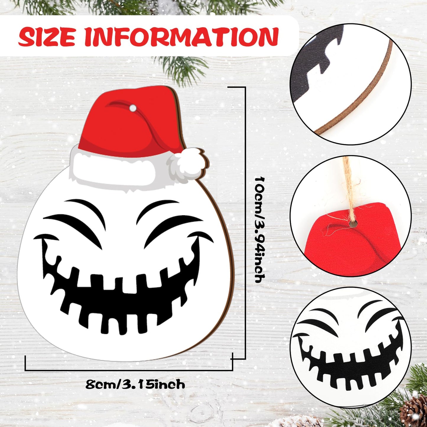 Suzile 36 Pcs Before Christmas Tree Decorations Xmas Jack O' Lantern Spooky Skull Tree Decorations Evil Pumpkin Hanging Ornaments Wooden Xmas Funny Holiday Decoration Gothic Themed Party for Home