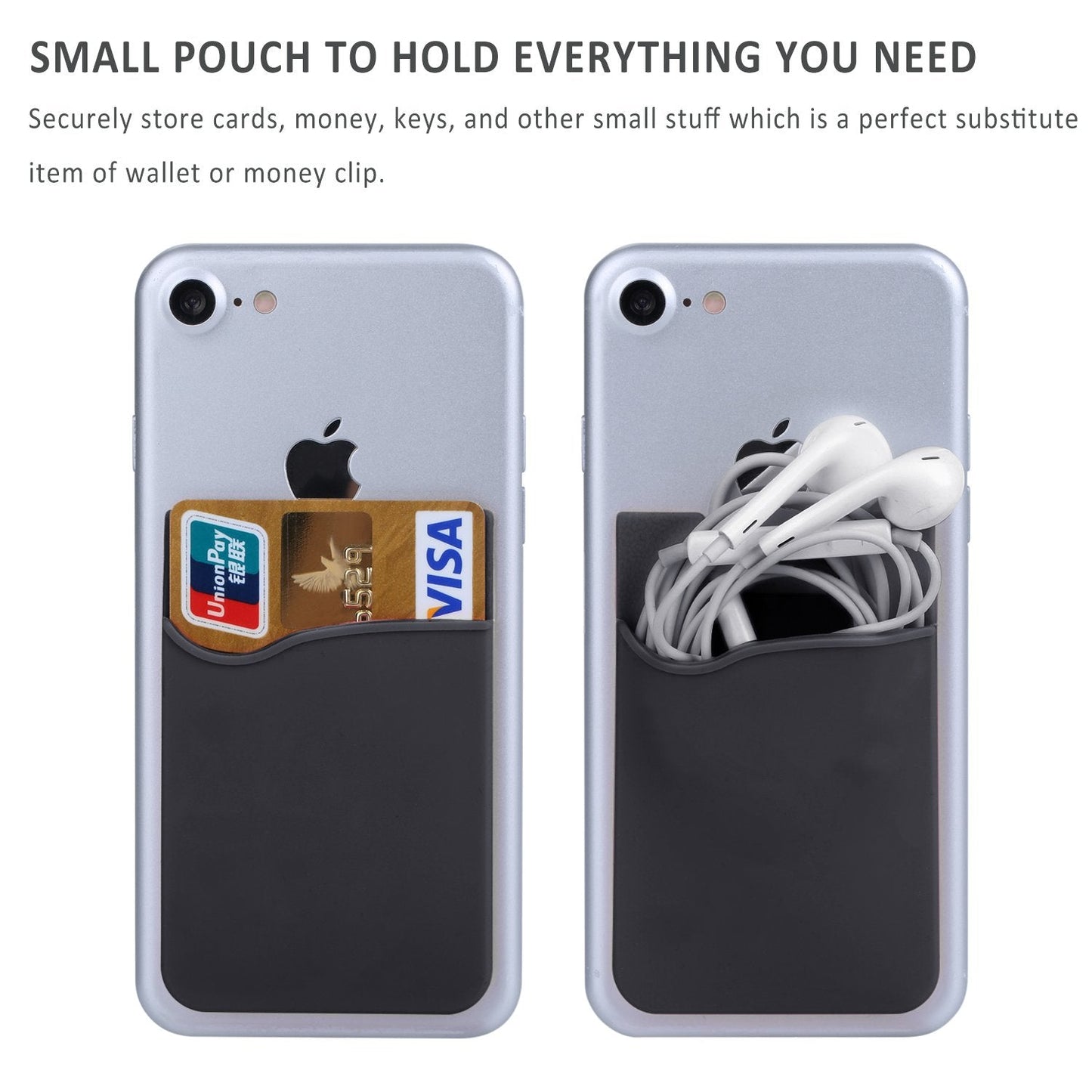 Pofesun Adhesive Phone Card Holder, 3 Pack Silicone Stick-on Wallet ID/Credit Card Holder Pouch Sleeve Self Adhesive Sticker Case for iPhone 17 16 15 14 13 12 Pro Max,iPad,Samsung Galaxy,Tablet