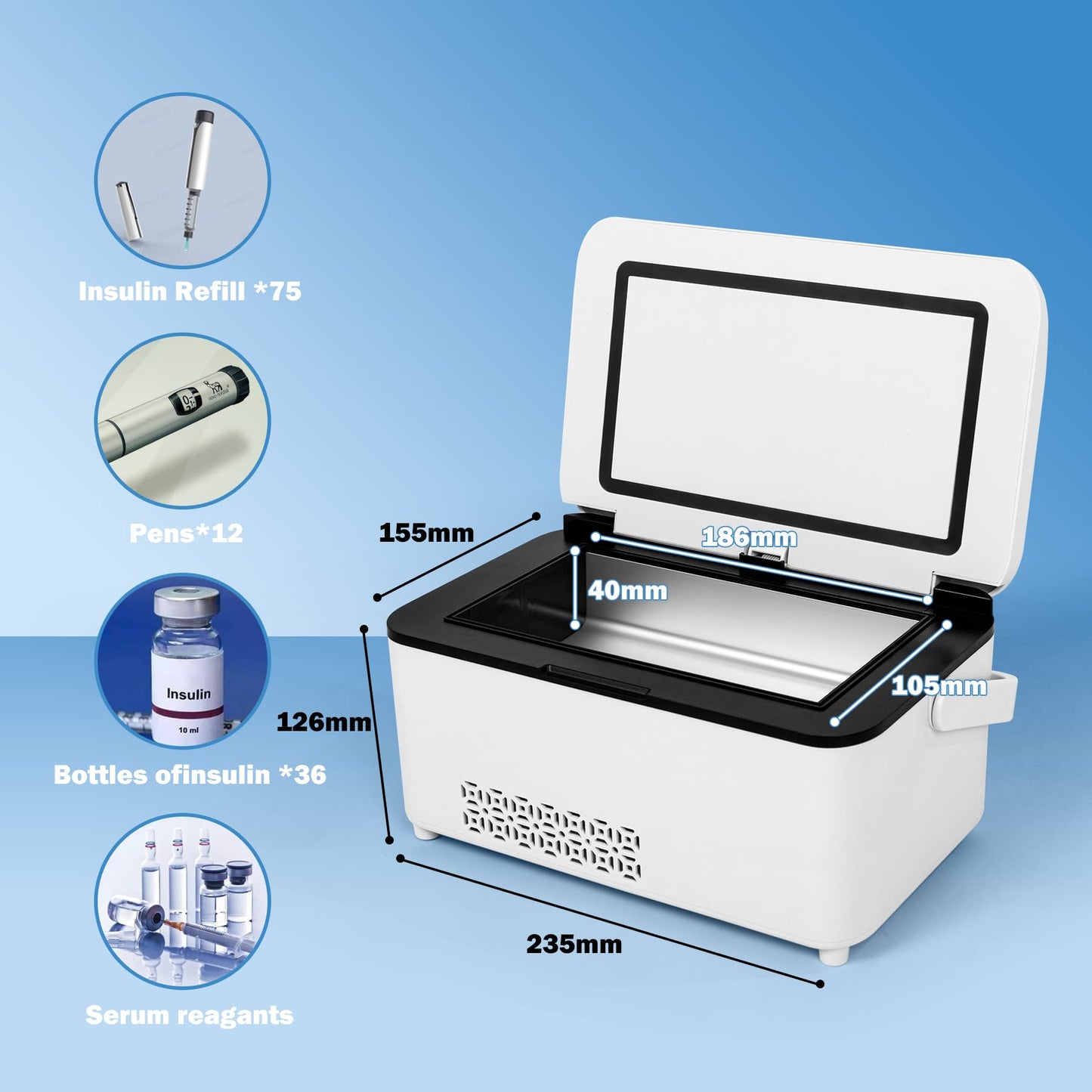 Sevenchip Insulin Cooler Box Insulin Pen Travel Cooler Mini Drug Refrigerator Case Diabetic Cooler Portable car Insulin Cooler Box USB Rechargeable LED Display (℉)