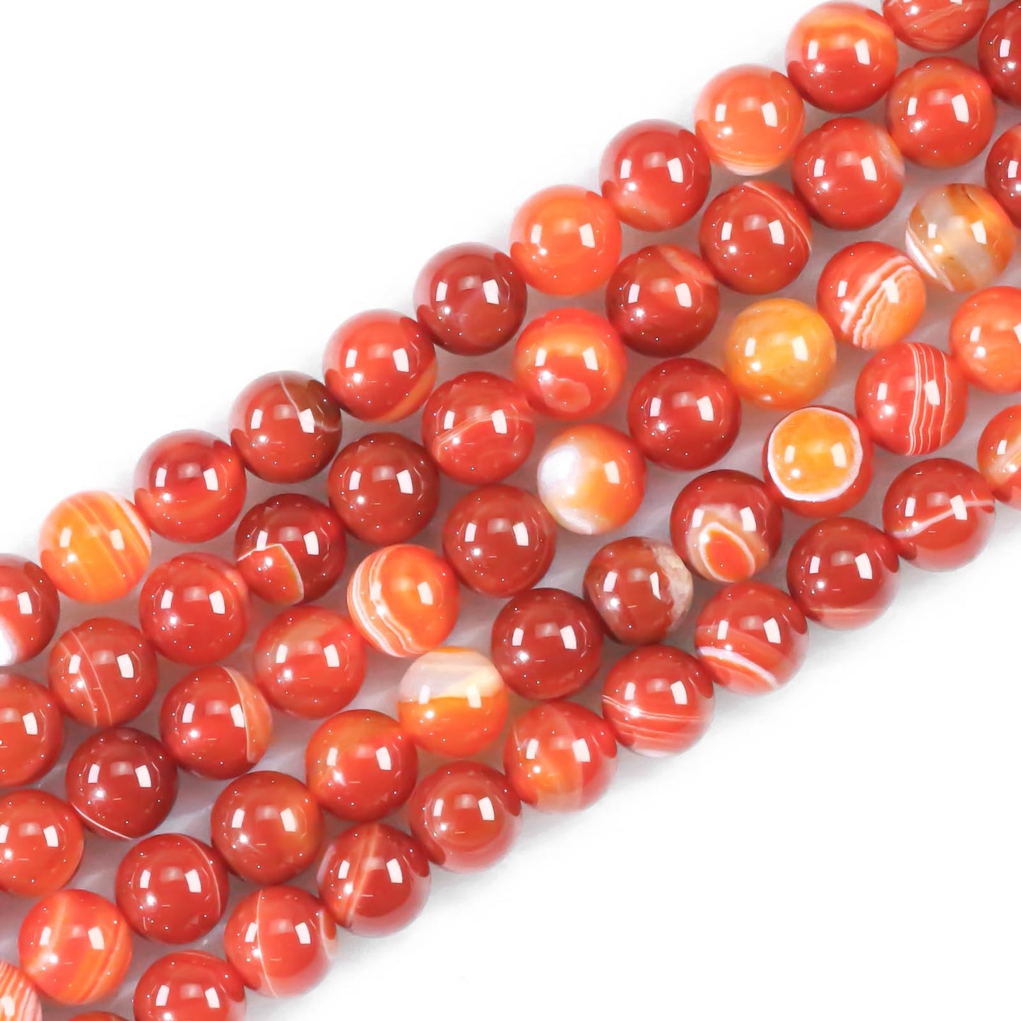 10mm Natural Gemstone Round Red Stripe Agate Loose Beads for Jewelry Making Bracelets Necklace Earrings Art Craft (35-38pcs/strand)