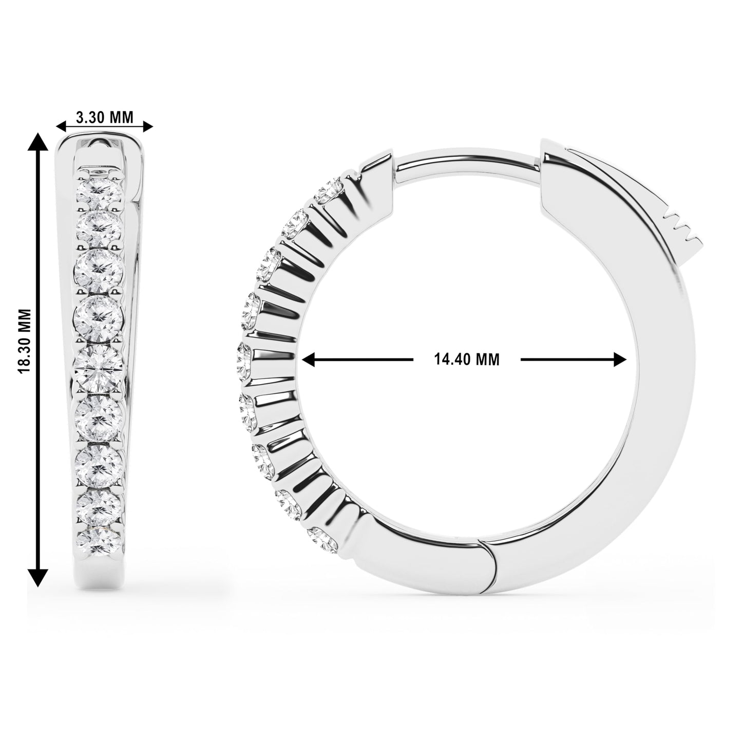 Belacqua 1 Carat Round Lab Grown Diamond Hoop Earrings in Sterling Silver, Color J-K, Clarity I1-I2, Prong Set, 2.60MM Width, 18.20MM Height, Hypoallergenic Fine Jewelry for Women, Gift Box Included