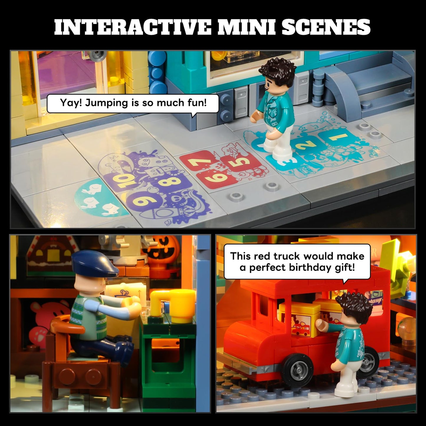 Lumibricks Toy-Store Lighting Building-Bricks Set – City Town Modular Townhouse Toy Shop Dollhouse LED Light Display Model 3086 Pcs Construction Kit for Adults and Teens