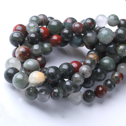 6MM African Bloodstone Round Loose Beads Natural Gem Beads Crystal Energy Stone Beads for Jewelry Making DIY Bracelet Necklace