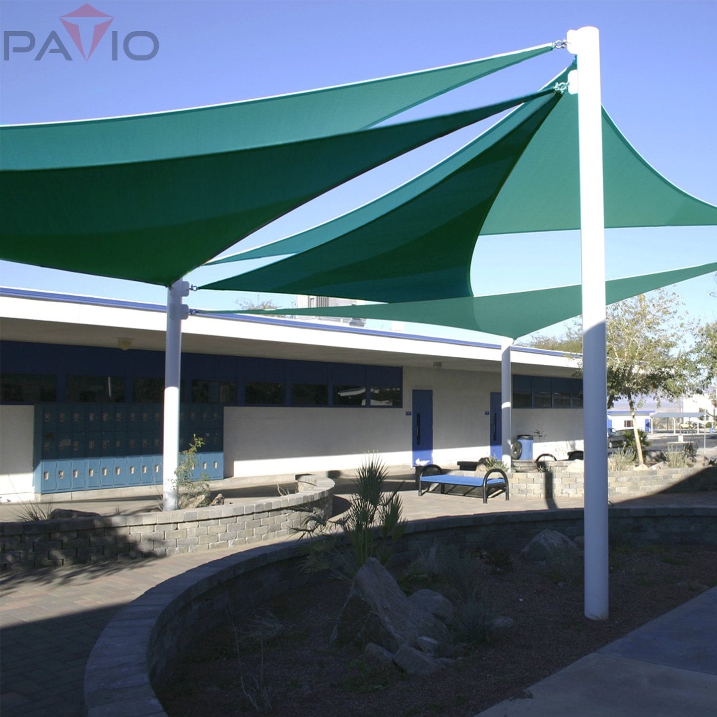 Patio Paradise 16' x 16' x 16' Sun Shade Sail Triangle Canopy Shade Cloth Fabric Sunlight Block Patio Pergola Cover HDPE Deck Awning for Outdoor Backyard Roof Shading, Turquoise