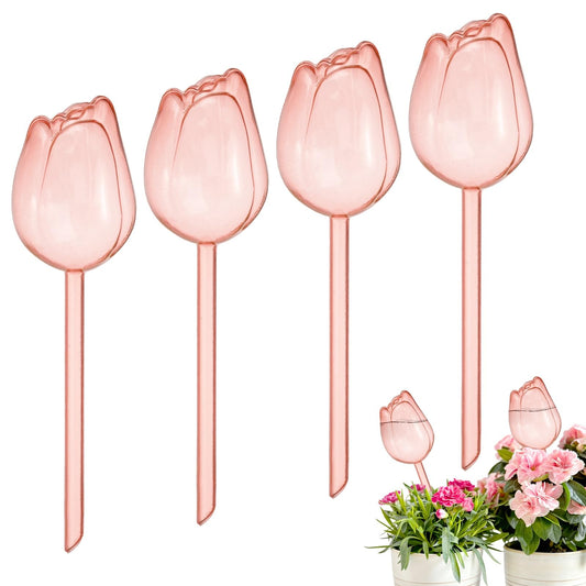 M METERXITY 4-Pack Plant Watering Globes, 9.4 Inch Plastic Self Watering Planter Insert for Indoor/Outdoor Plants, Self Water Devices [Champagne]