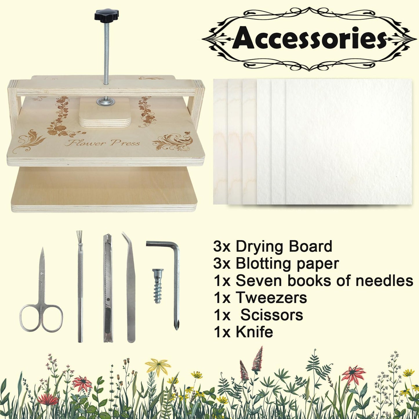 Stranthother 10pcs Extra Large Wood Flower Press Kit 10.8 * 10.8 Inch Flower Plant Preservation Kit Plant Press Kits for Kids and Adults Plant Lover Gifts, DIY Arts and Craft Kit