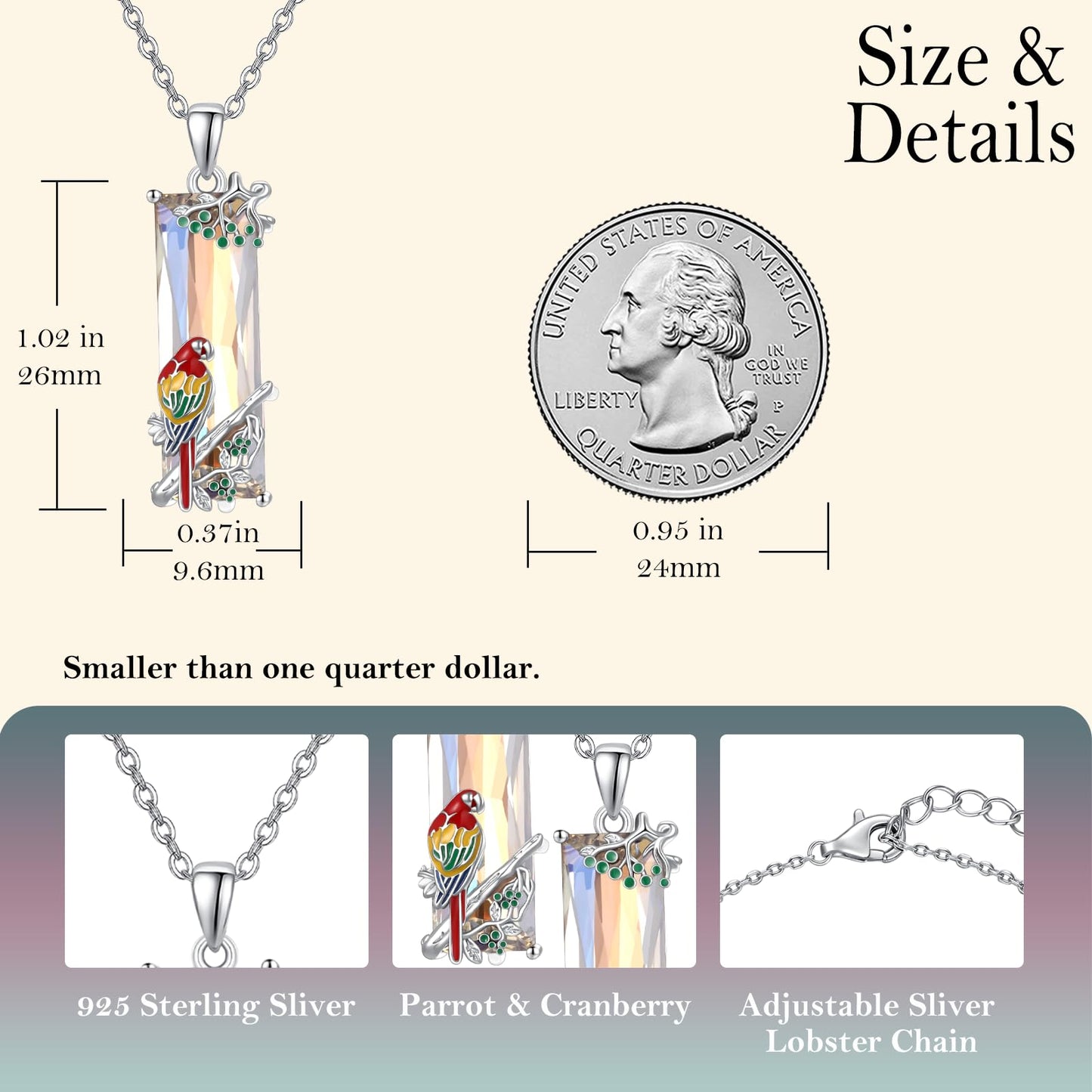 AENEAS Valentines Day Gifts for Women Her Bird Necklace 925 Sterling Silver Cute Parrot Crystal Pendant Necklaces Robin Bird Animal Jewelry Gifts for Women Wife Her