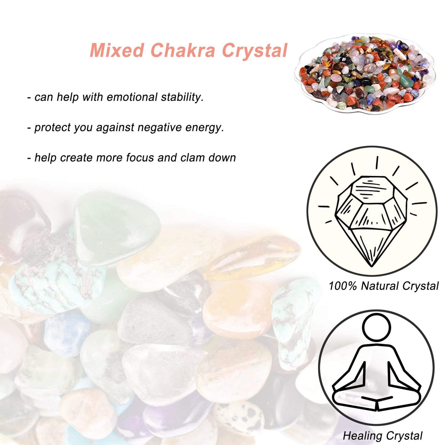 Natural Colorful Quartz Tumbled Chips Crushed Crystal Stone, 7-9mm Polished Healing Crystal Chips Healing Reiki Crystal Jewelry Making Home Decoration