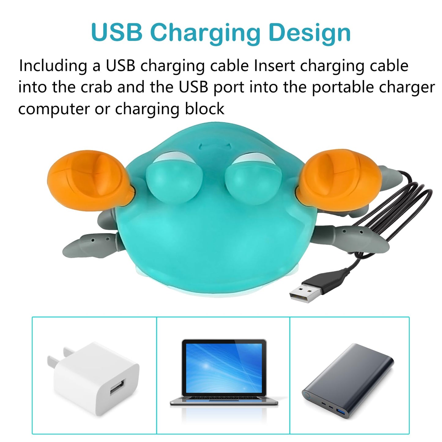 Plnmlls Crawling Crab Baby Toy,Tummy Time Toys,with Music and LED Light,Built-in Rechargeable Battery and Volume Can be Turned Off for 6-12 12-18 36 Months Walking Toddler Birthday Gift(Jade Green)