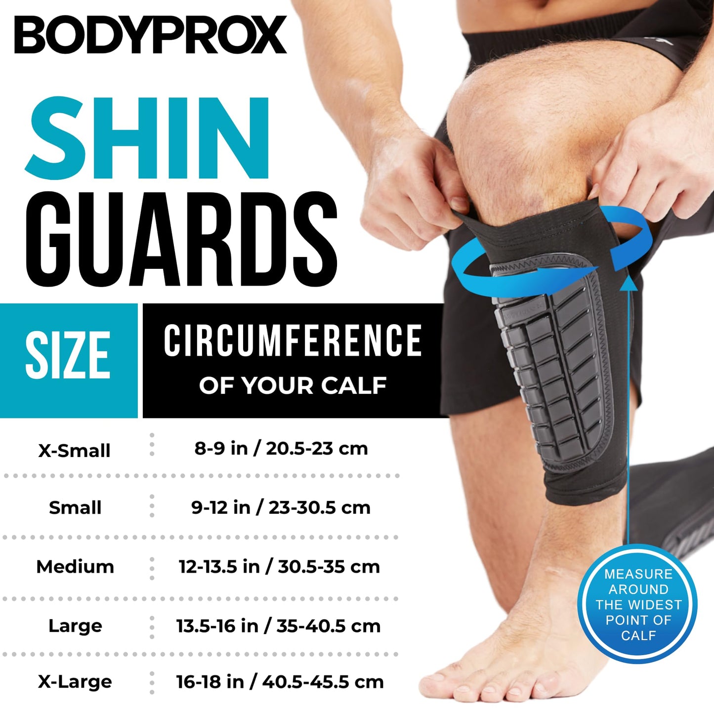 Bodyprox Soccer Shin Guards Sleeves for Men, Women and Youth (Large)