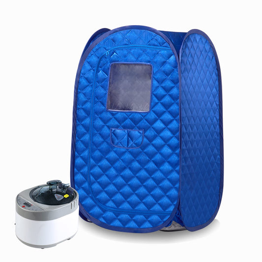 Smartmak Portable Steam Sauna Set, Foldable One Person SPA Tent with 4L Larger Steamer,Remote Control, Weight Loss&Detox- Blue