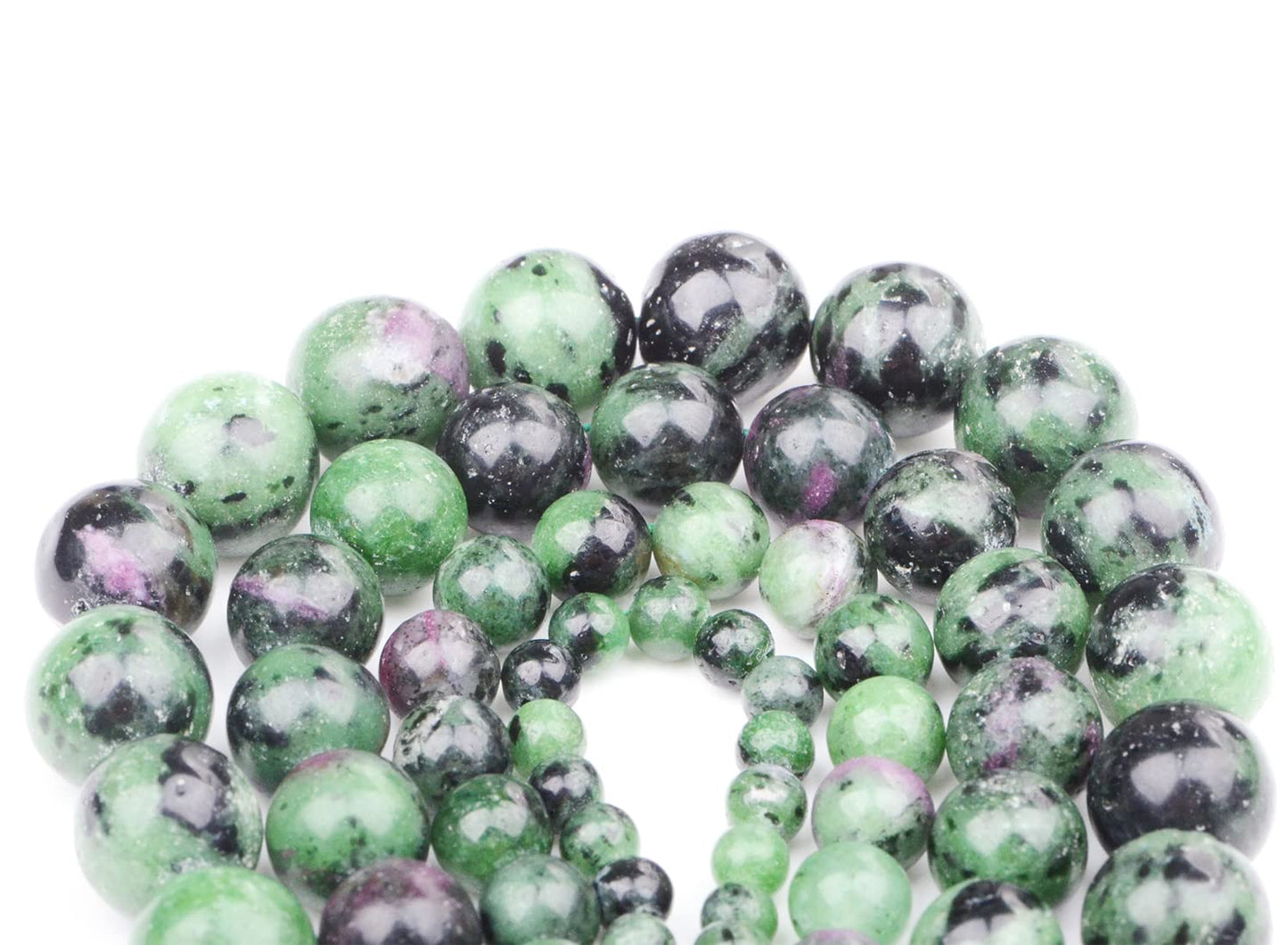 Bymitel 90 pcs Natural Genuine Real Round Loose Stone Beads Gemstone Spacers for Charm DIY Jewelry Making 15.5" per Strand 4mm (Ruby Zoisite, 4mm)