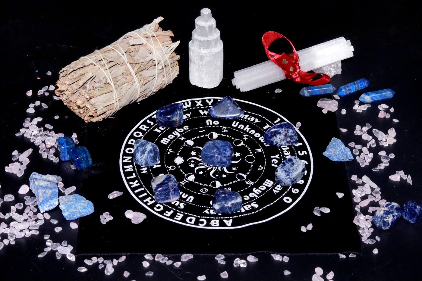 Blue Solidate Tumbled Polished Natural Healing Crystals Stones Bulk Stones Crystal for Energy Reiki Tumbling Cabbing Balancing Decoration Gemstones Crystal Healing Meditation Therapy Gift 100g