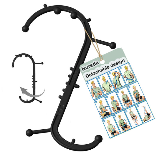 NUREDA Detachable Trigger Point Massage Cane, One-Click Disassembly Massage Hook for Back, Neck & Shoulder Pain Relief, Pressure Point Massage Tool for Muscle Recovery (S Hook)