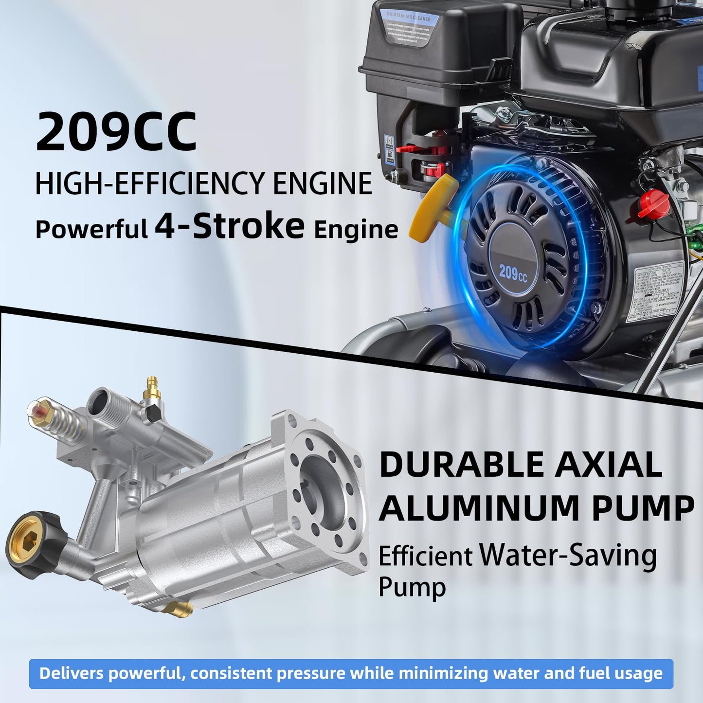 AACULPET Gas Pressure Washer 3500PSI, 209CC 2.3GPM Gas Power Washers with 25FT Hose, 4 Quick-Connect Nozzles, Soap Tank, Axial Pump, Commercial High Pressure Washers Gas Powered for Car Driveway Wall
