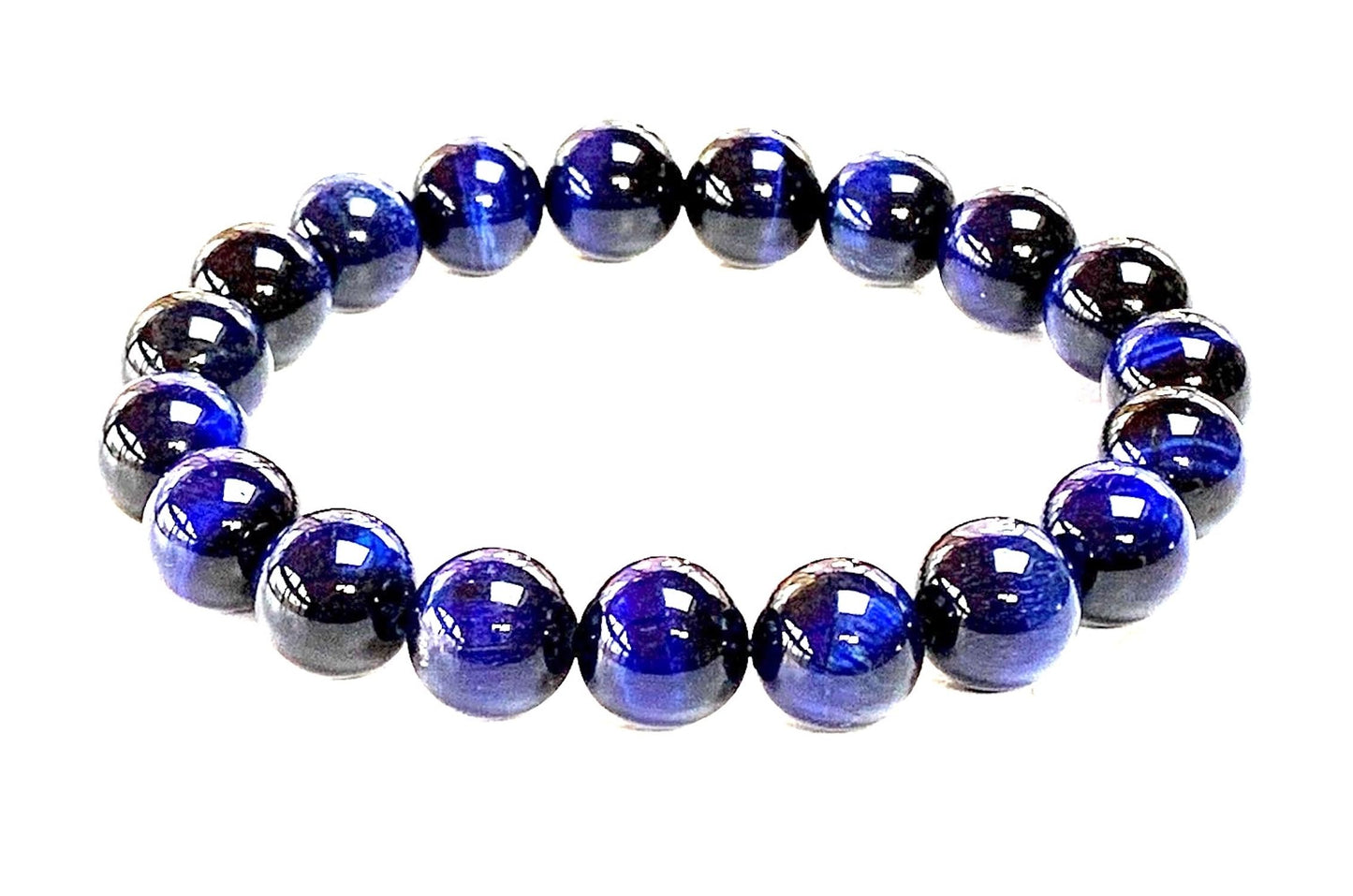 AWAKEN YOUR KUNDALINI Blue Tiger’s Eye Stretch Bracelet – 10mm Beads, Capricorn Birthstone