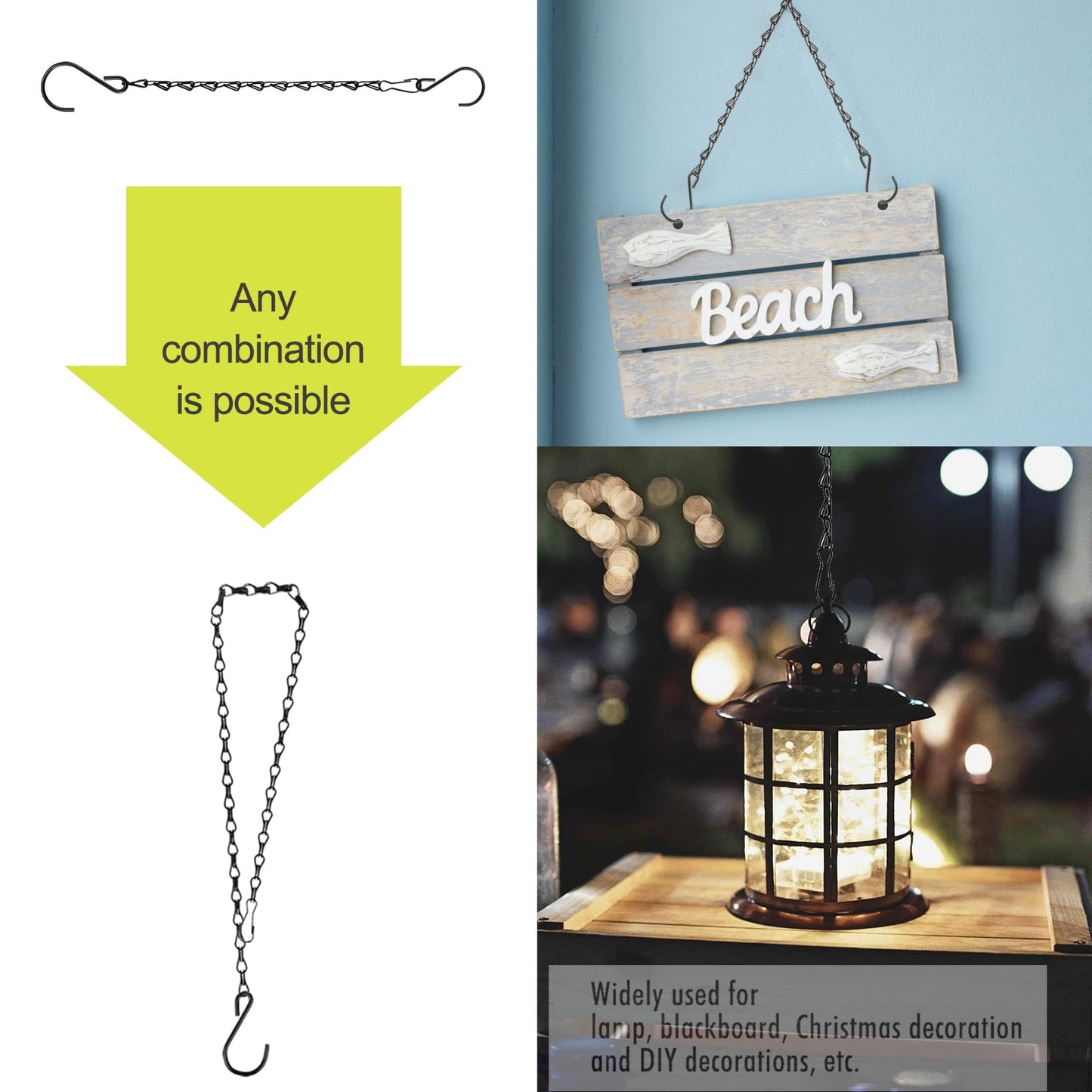 RIFNY 20 Inch Chain for Hanging Plants, Black Small Plant Chains for Hanging Baskets Kits with Hooks for Bird Feeders Planters Billboards Lanterns Wind Chimes Ornaments Outdoor Indoor Use (5 PCS)
