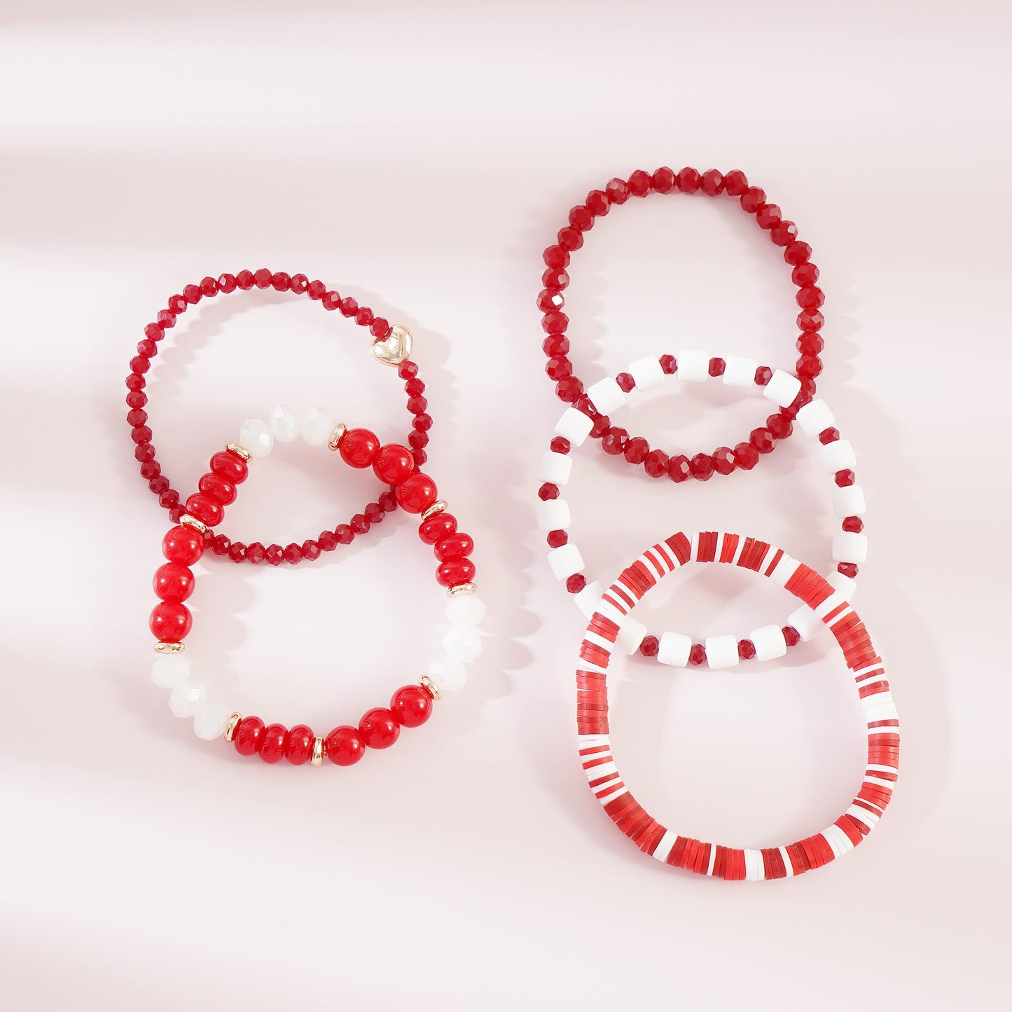 RISHEGAE Crystal Heishi Beaded Bracelet for Women Stackable Bracelet Layering Friendship Summer Stretch Bracelets for Women