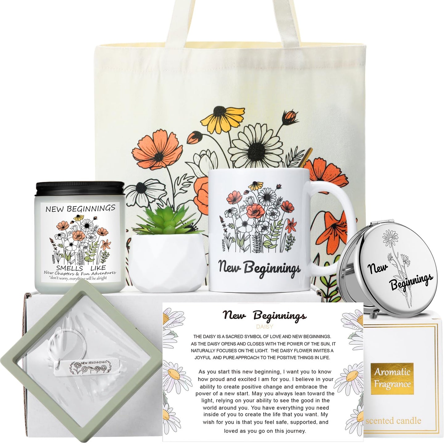 Yeyeplum New Beginnings Box Gifts for Women Daisy Farewell Leaving Away Gifts for Coworkers, New Job Retirement Goodbye, Good Luck Leaving Job, Breakup, Divorce for Friends