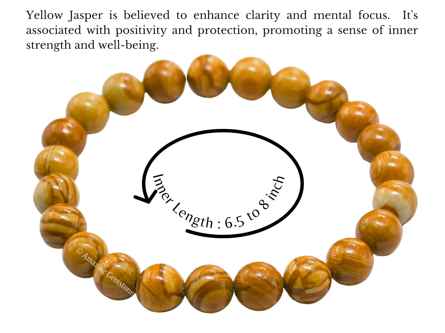 Amazing Gemstone Crystal Bracelet for Women Men's Gifts - Protection Healing Crystal Bracelet - 8mm Gemstone Beaded Stretchable Bracelet Pulseras Para Hombres Mujer Stocking Stuffers Mothers Day Gift (Yellow Jasper)