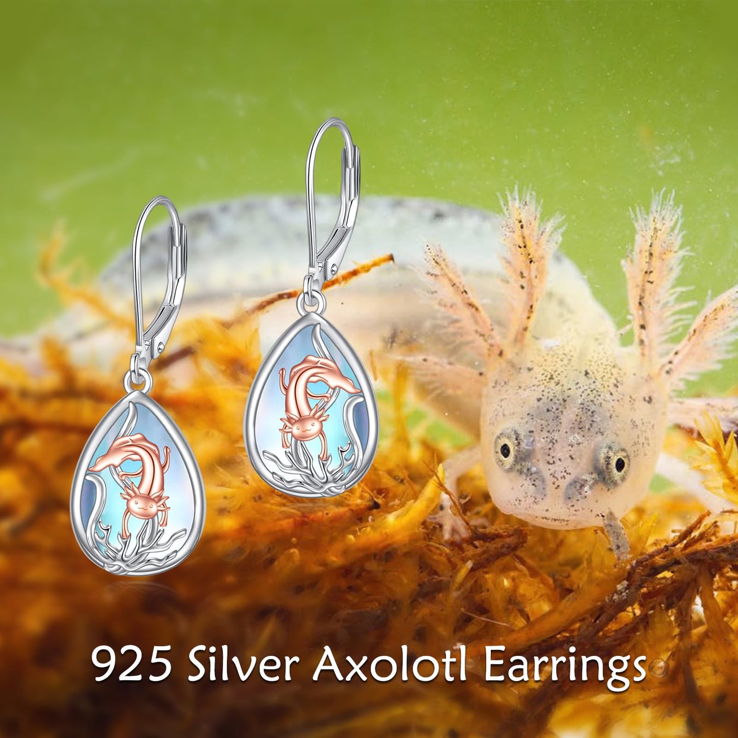 YFN Axolotl Earrings for Women Axolotl Drop Earrings Sterling Silver Mexican Salamander Earring Cute Animal Jewelry Charm