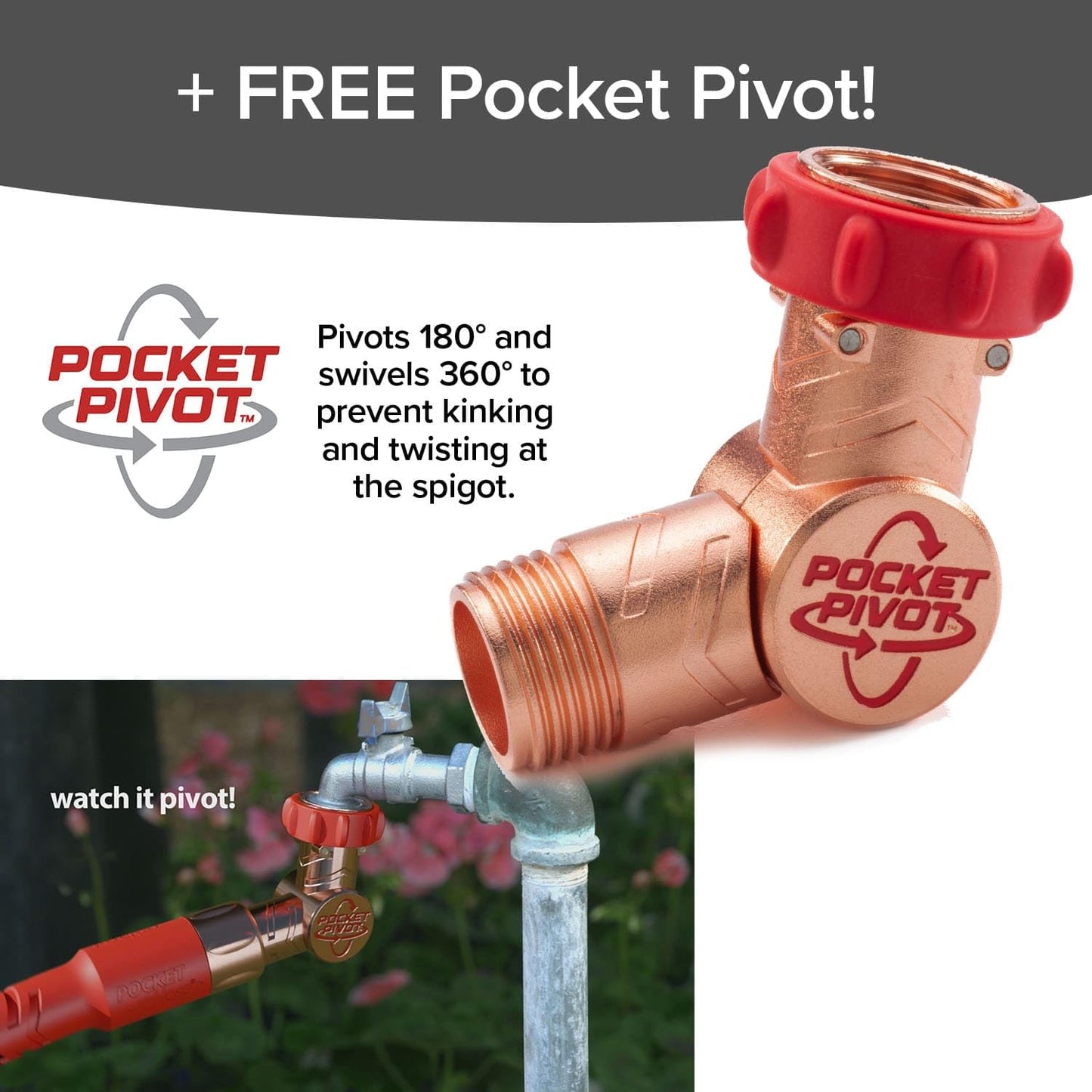 Pocket Hose 100 FT Copper Head Expandable Garden Hose with Pocket Pivot, No Tangles, AS SEEN ON TV, 360° Swivel, Tri-Tex Tubing, Force Field Jacket, Lead-Free, No-Kink, Anti-Burst w/APT