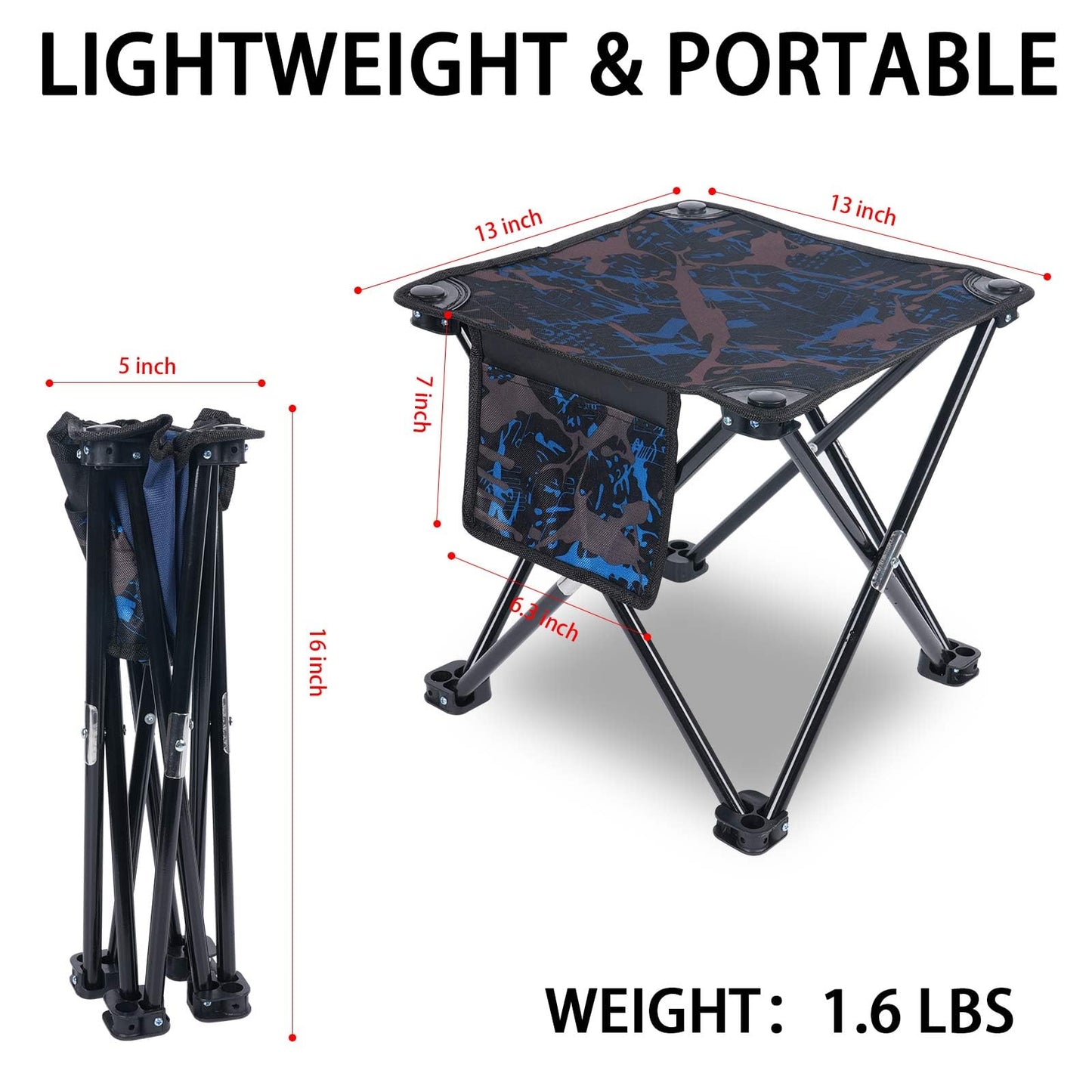 VOLIXOD 2 Pack Folding Portable Camping Stool for Adults, Lightweight Collapsible Stool for Outdoor Footrest Fishing Hiking Gardening and Beach with Carry Bag(400 LBS Capacity)