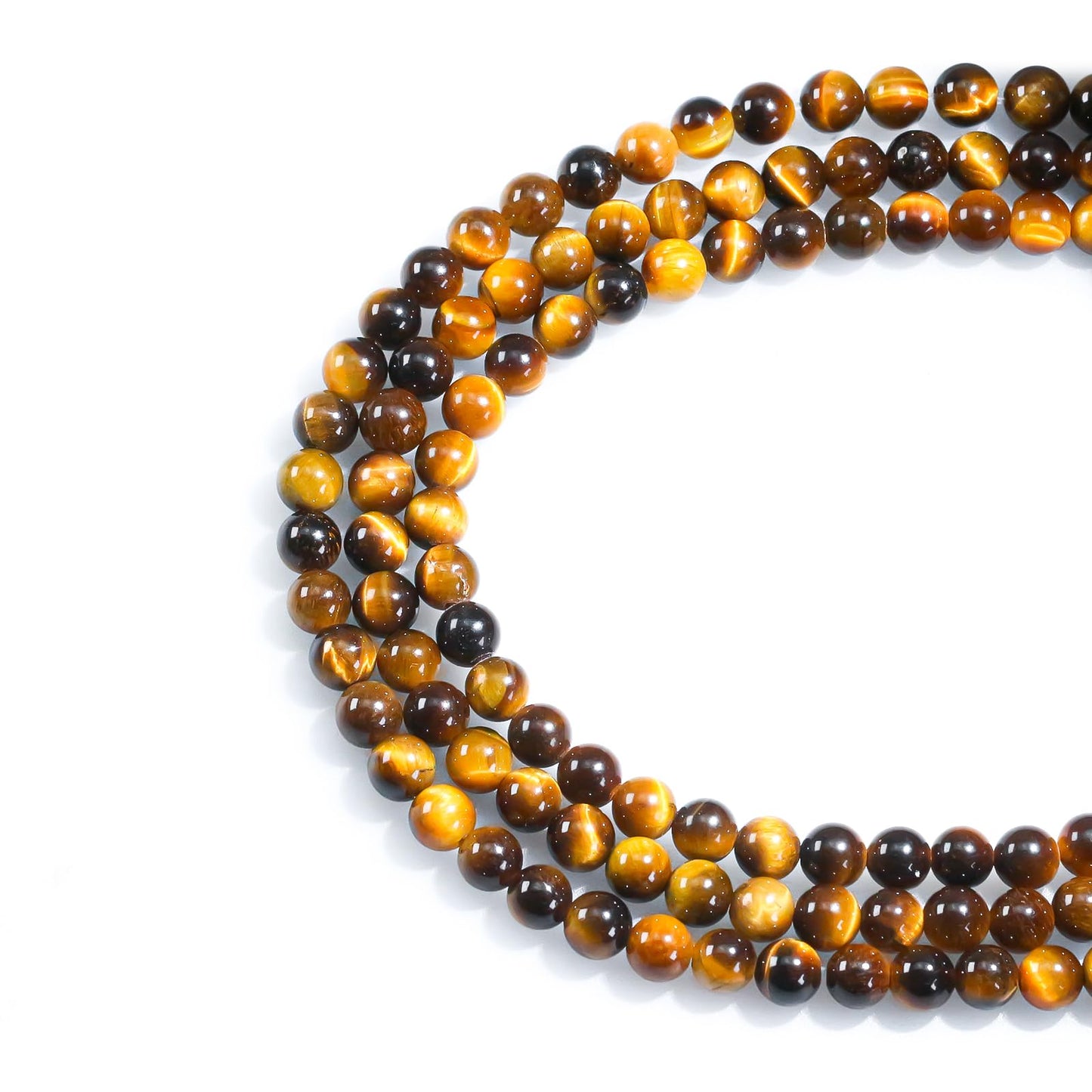 8mm Natural Gemstone Round Yellow Tiger Eye Loose Beads for Jewelry Making Bracelets Necklace Earrings Art Craft (45-48pcs/strand)
