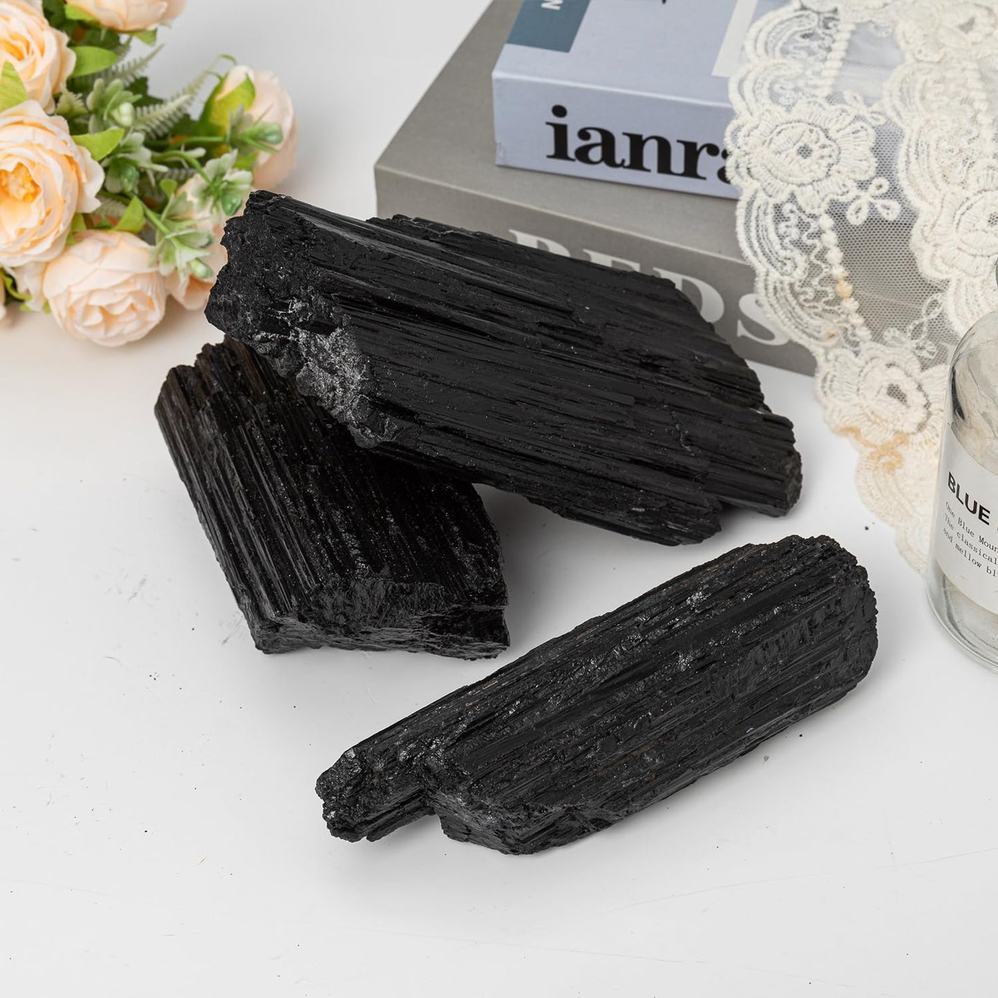 SMOHEAL Large Raw Black Tourmaline Crystal Natural Rough Stone Healing Crystals for Meditation Reiki Energy Decoration 3-4lbs