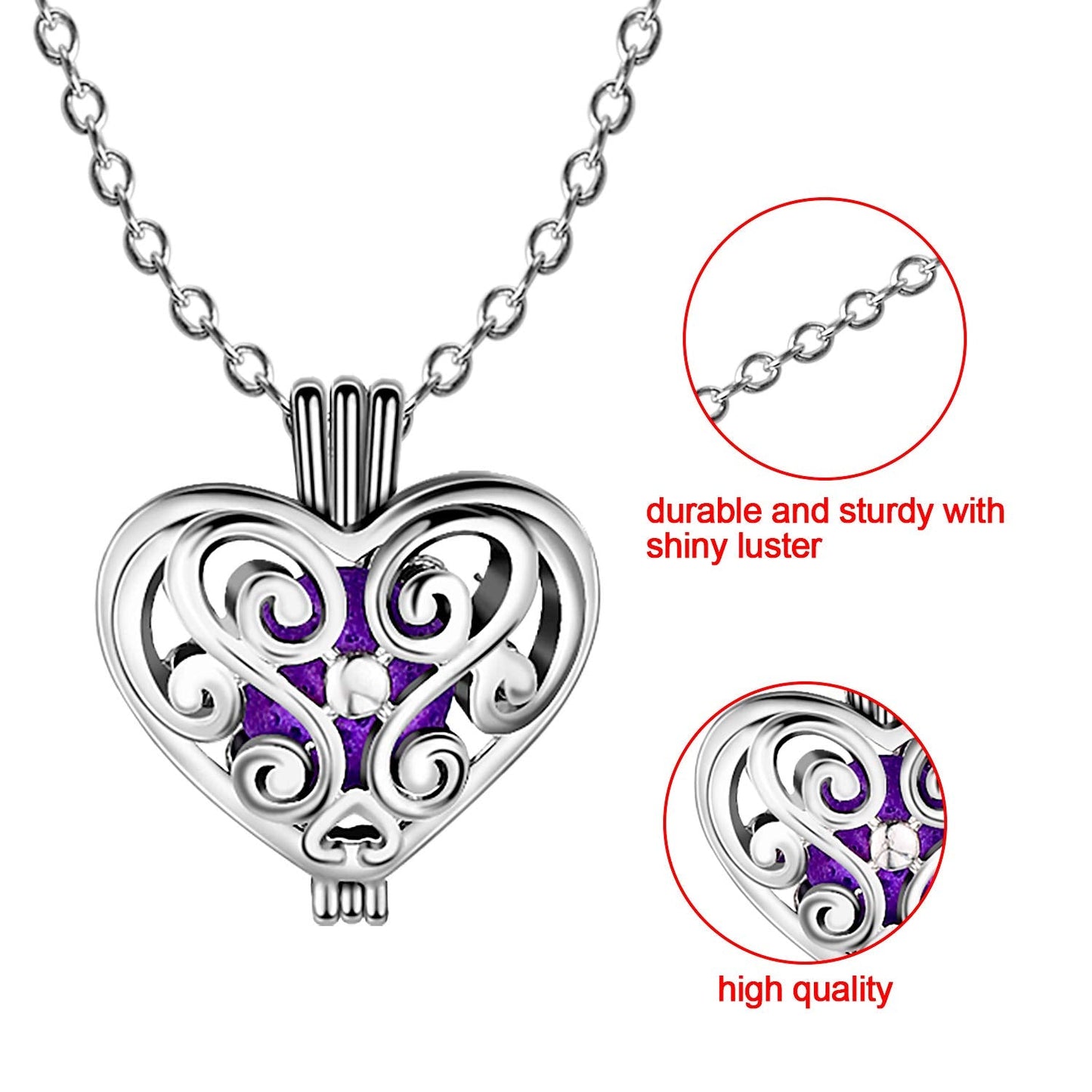 Blulu 4 Pcs Aromatherapy Essential Oil Diffuser Necklace for Women with 24 Pcs Refilled Scent Perfume Necklace Stainless Steel Locket Pendant Lava Stone Diffuser for Men Women Jewelry Birthday Gift